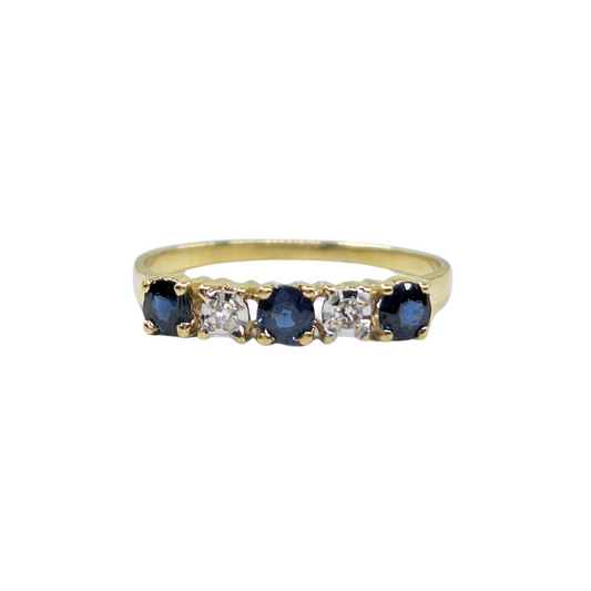 9ct Yellow Gold Sapphire & Diamond Eternity Ring