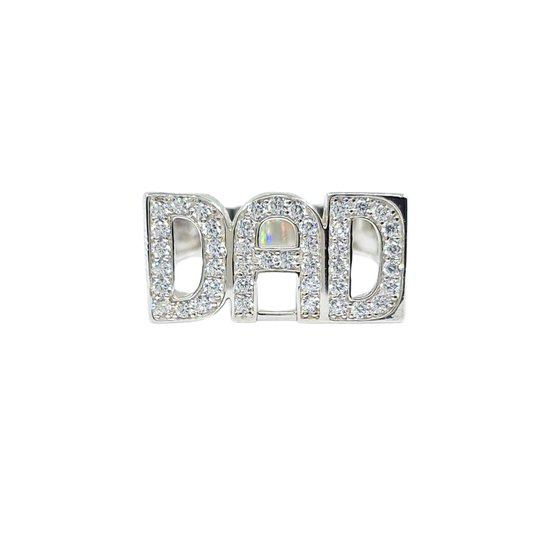 Silver Cubic Zirconia Dad Ring