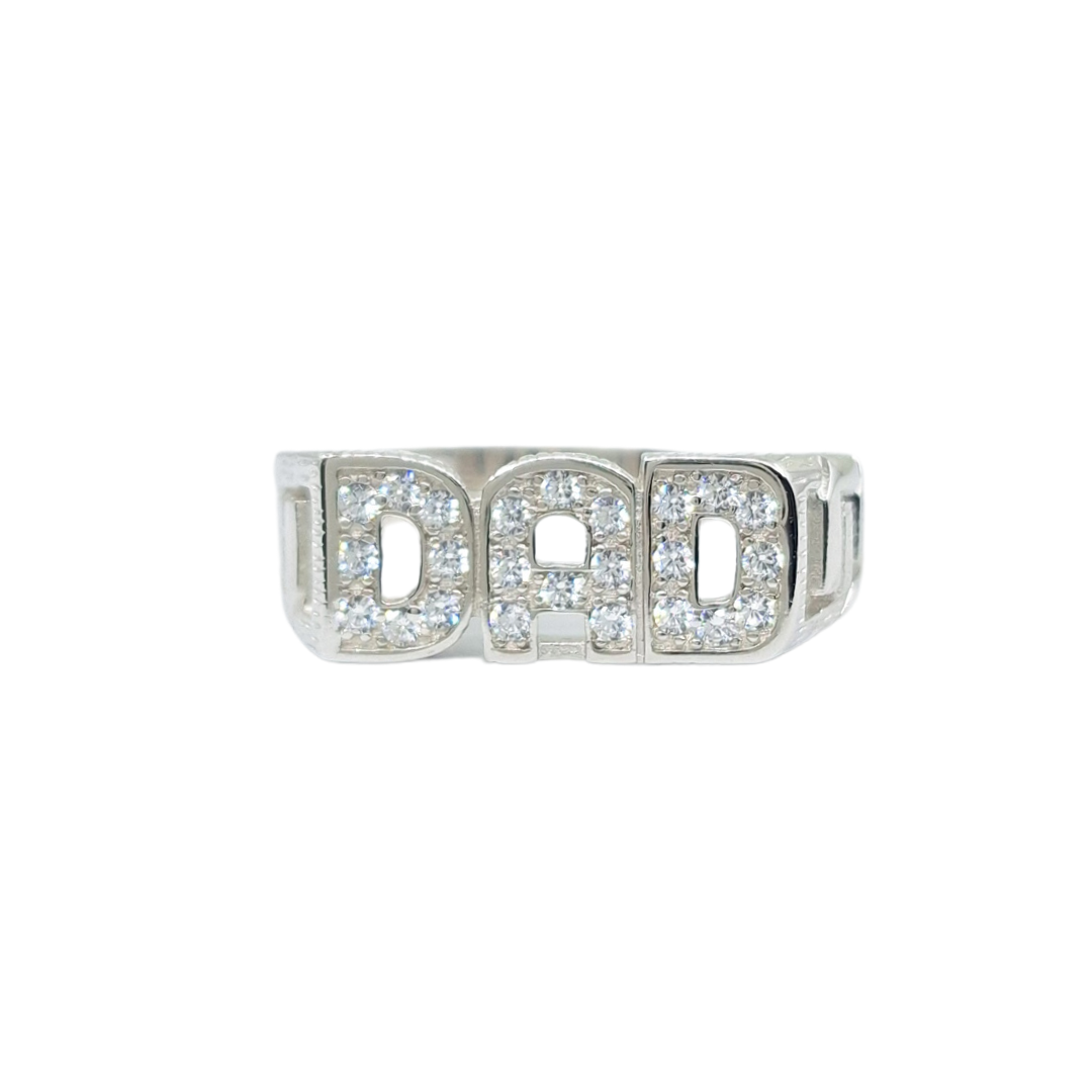 Silver Cubic Zirconia Dad Ring
