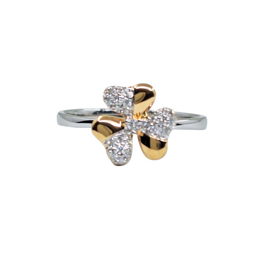 18ct Yellow & White Gold Diamond Flower Ring 0.11ct