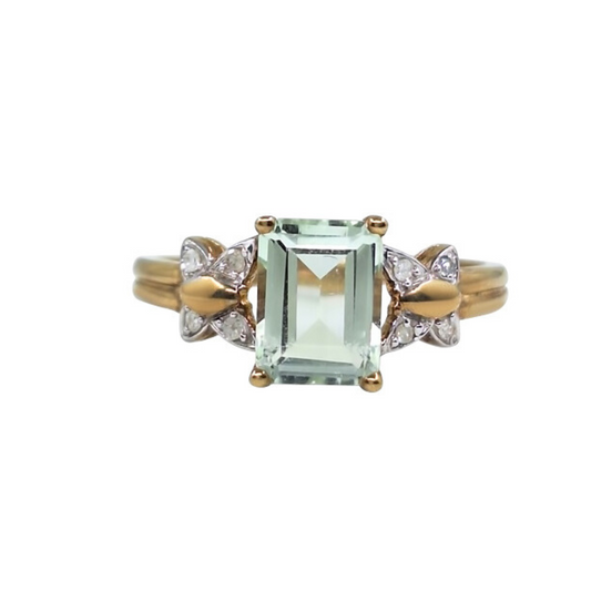 9ct Yellow Gold Rectangle Prasiolite Ring