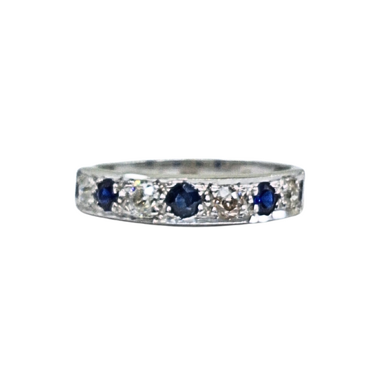 18ct White Gold Sapphire & Diamond Eternity Ring