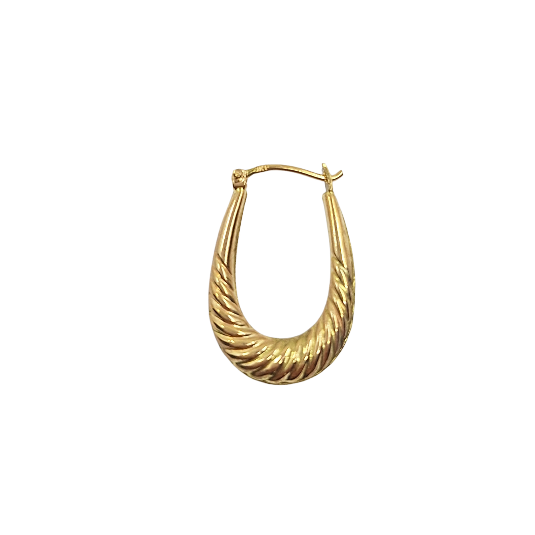 9ct Yellow Gold Oval Patterned Creole Earrings