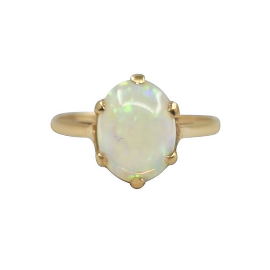 9ct Yellow Gold Opal Solitaire Ring