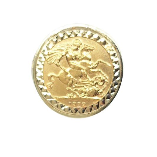 9ct/22ct Yellow Gold Full Sovereign Ring 1979