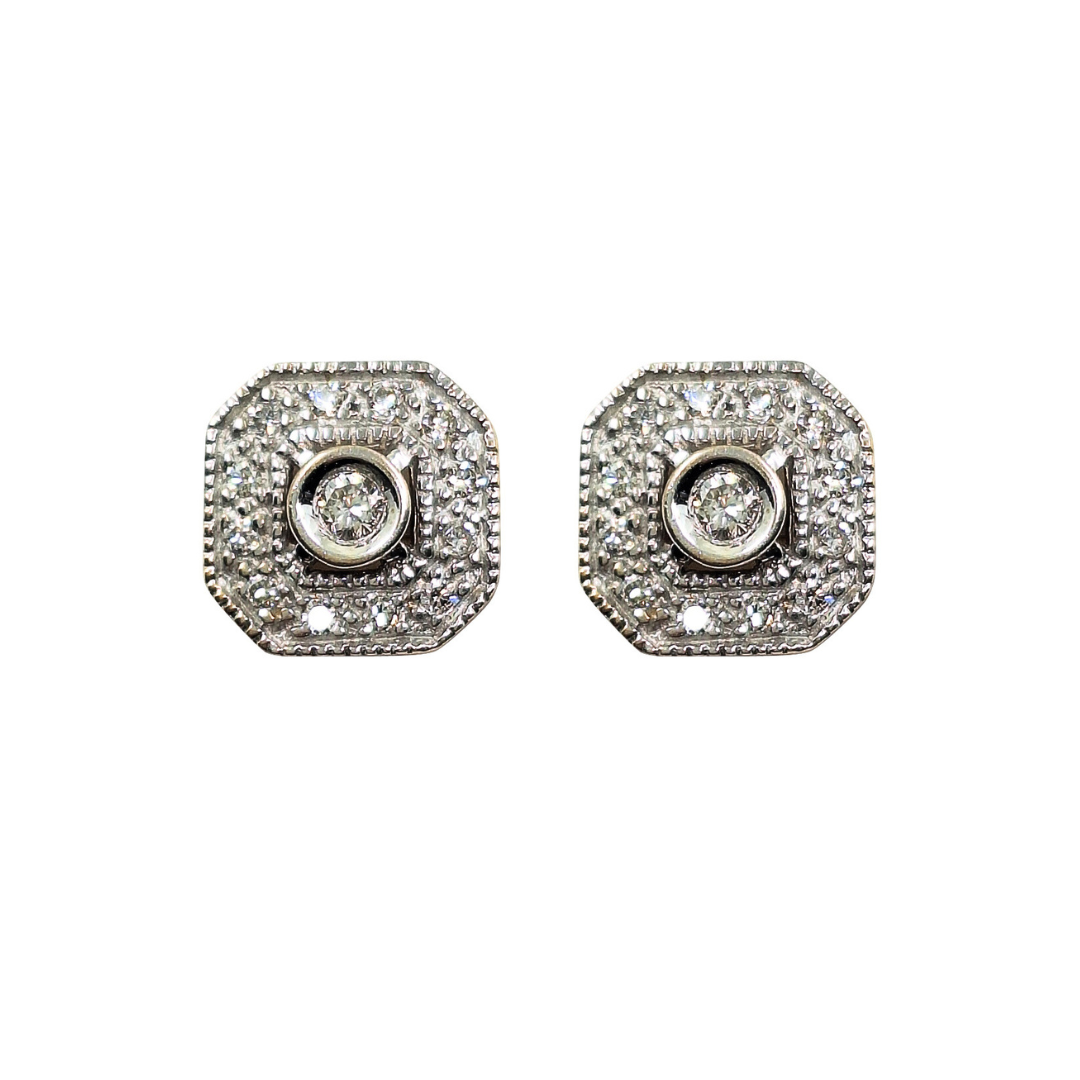 9ct Yellow Gold Diamond Cluster Studs