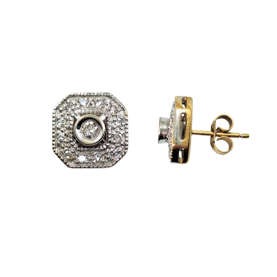 9ct Yellow Gold Diamond Cluster Studs