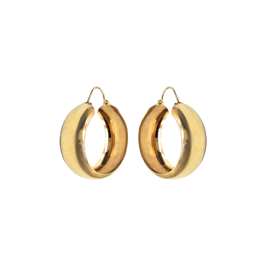 9ct Yellow Gold Wedding Band Style Creole Earrings