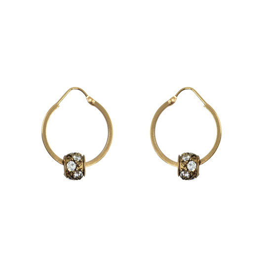 9ct Yellow Gold Hoop Earrings With Cubic Zirconia Balls