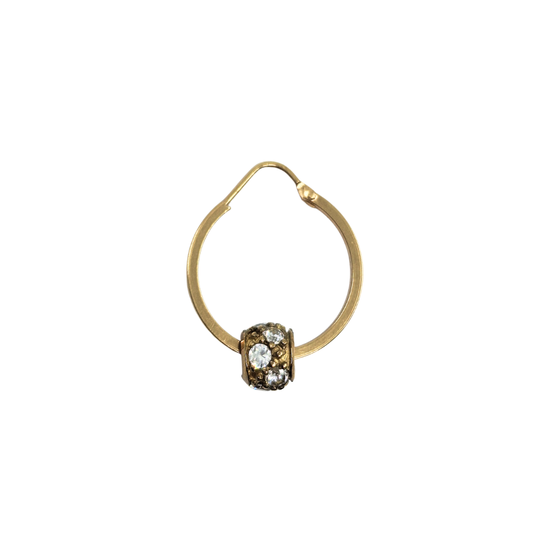 9ct Yellow Gold Hoop Earrings With Cubic Zirconia Balls