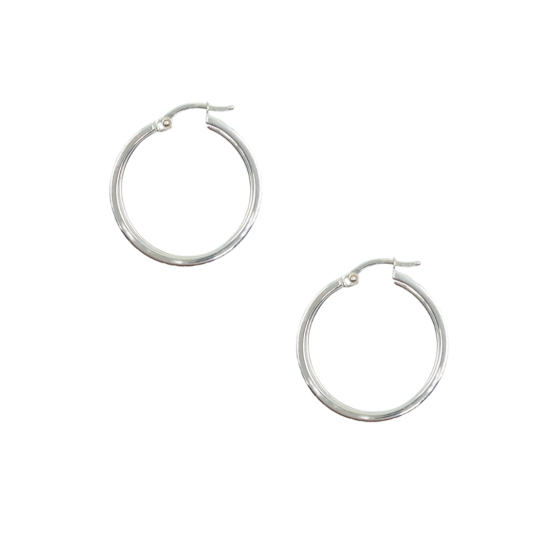 14ct White Gold Greek Key Hoop Earrings