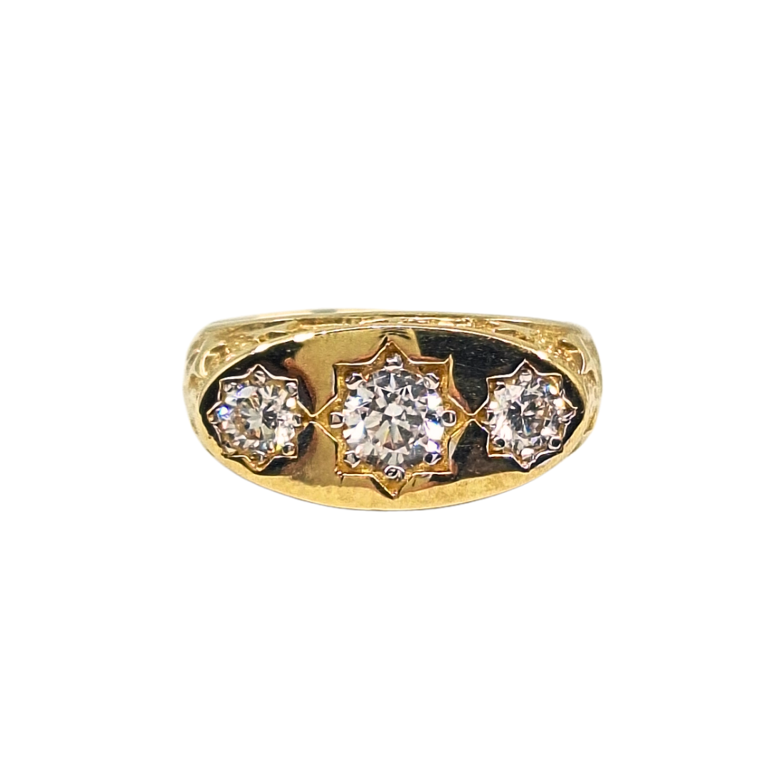 9ct Yellow Gold Cubic Zirconia Gypsy Signet Ring