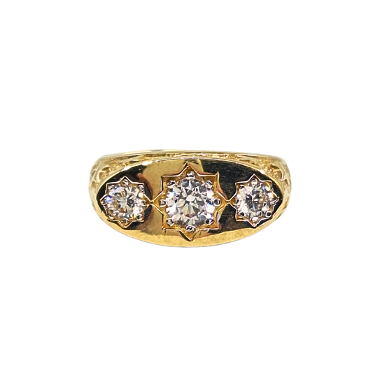 9ct Yellow Gold Cubic Zirconia Gypsy Signet Ring