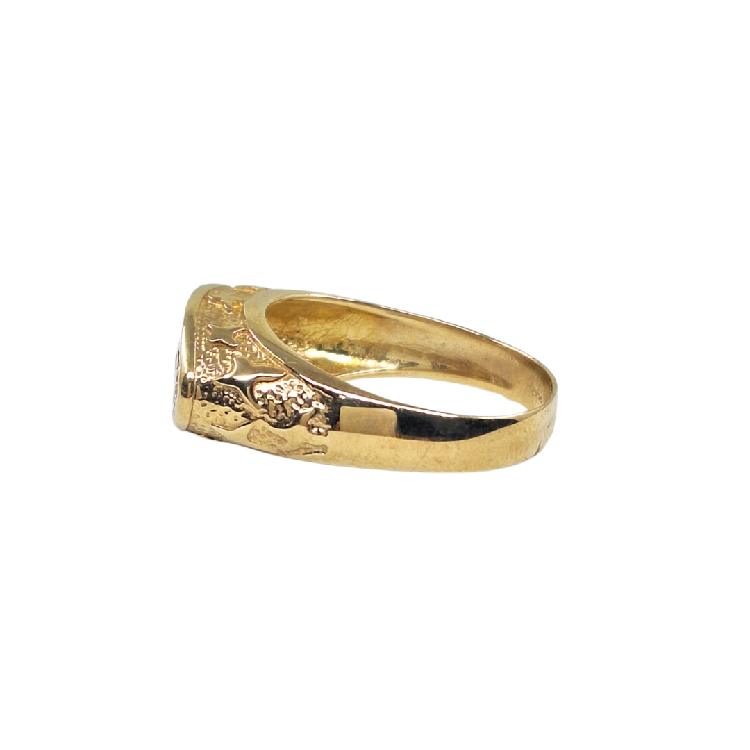 9ct Yellow Gold Cubic Zirconia Gypsy Signet Ring