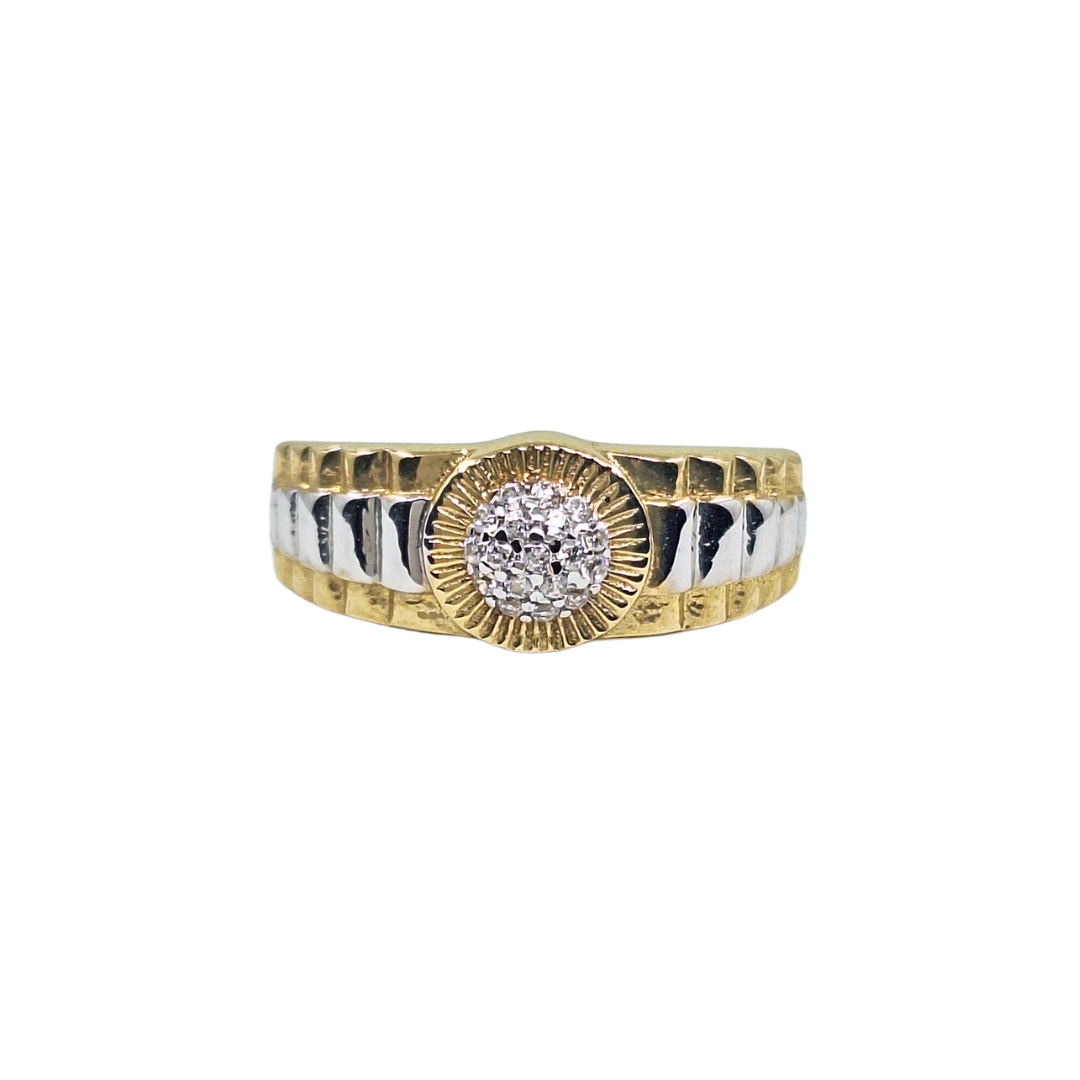 9ct 2 Colour Gold Cubic Zirconia Signet Ring