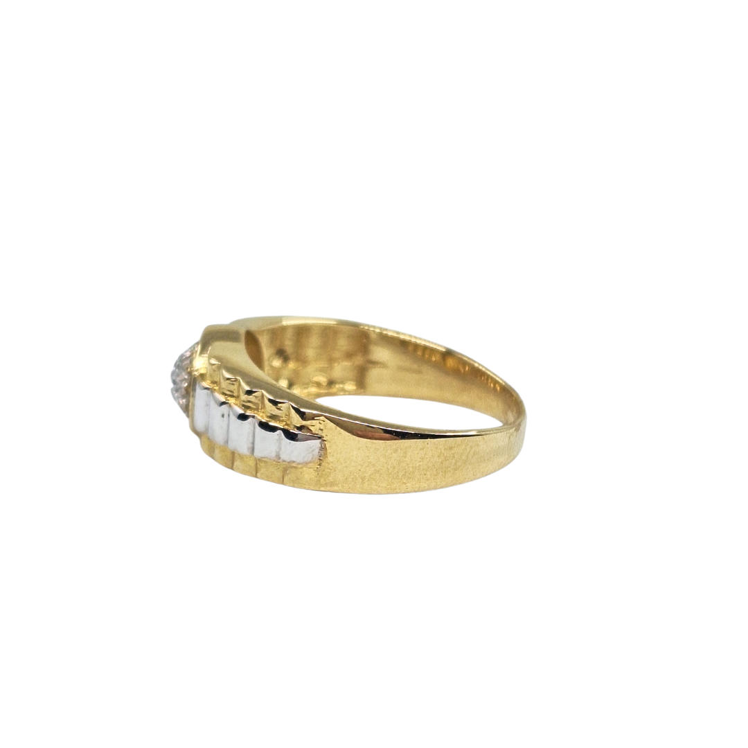 9ct 2 Colour Gold Cubic Zirconia Signet Ring