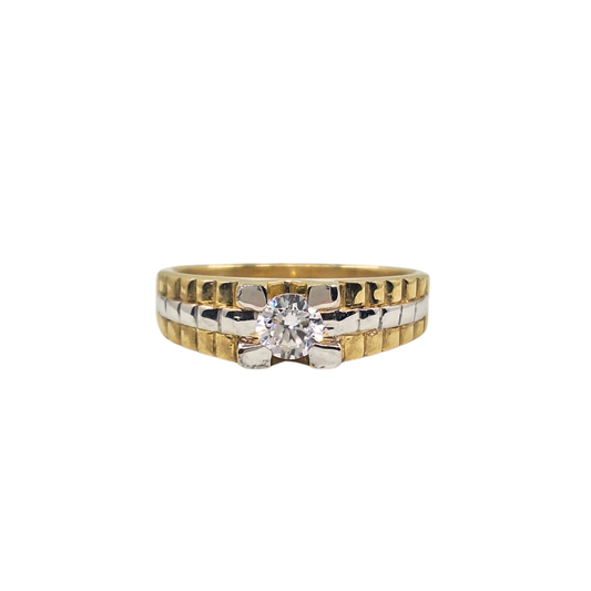 9ct 2 Colour Gold Cubic Zirconia Signet Ring