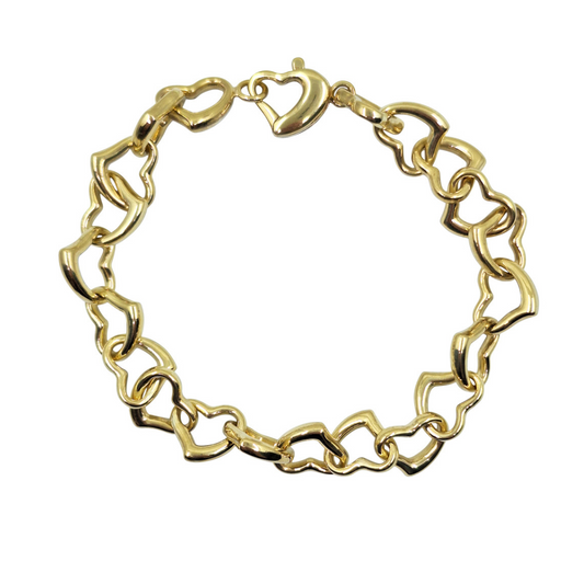 9ct Yellow Gold Heart Link Bracelet