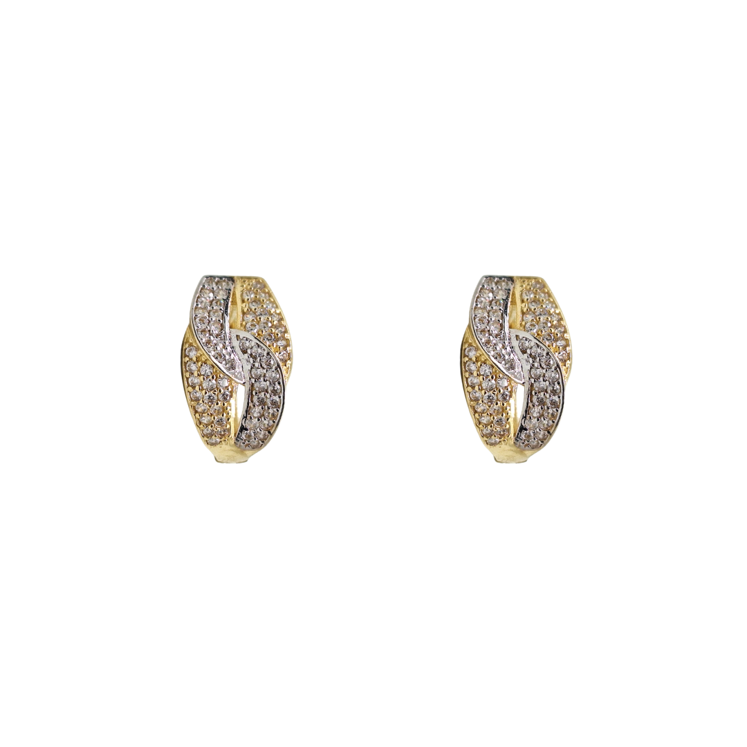 14ct 2 Colour Gold Cubic Zirconia Earrings