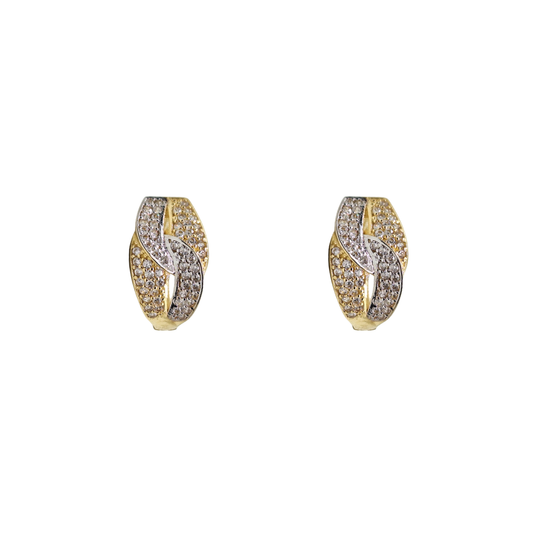 14ct 2 Colour Gold Cubic Zirconia Earrings