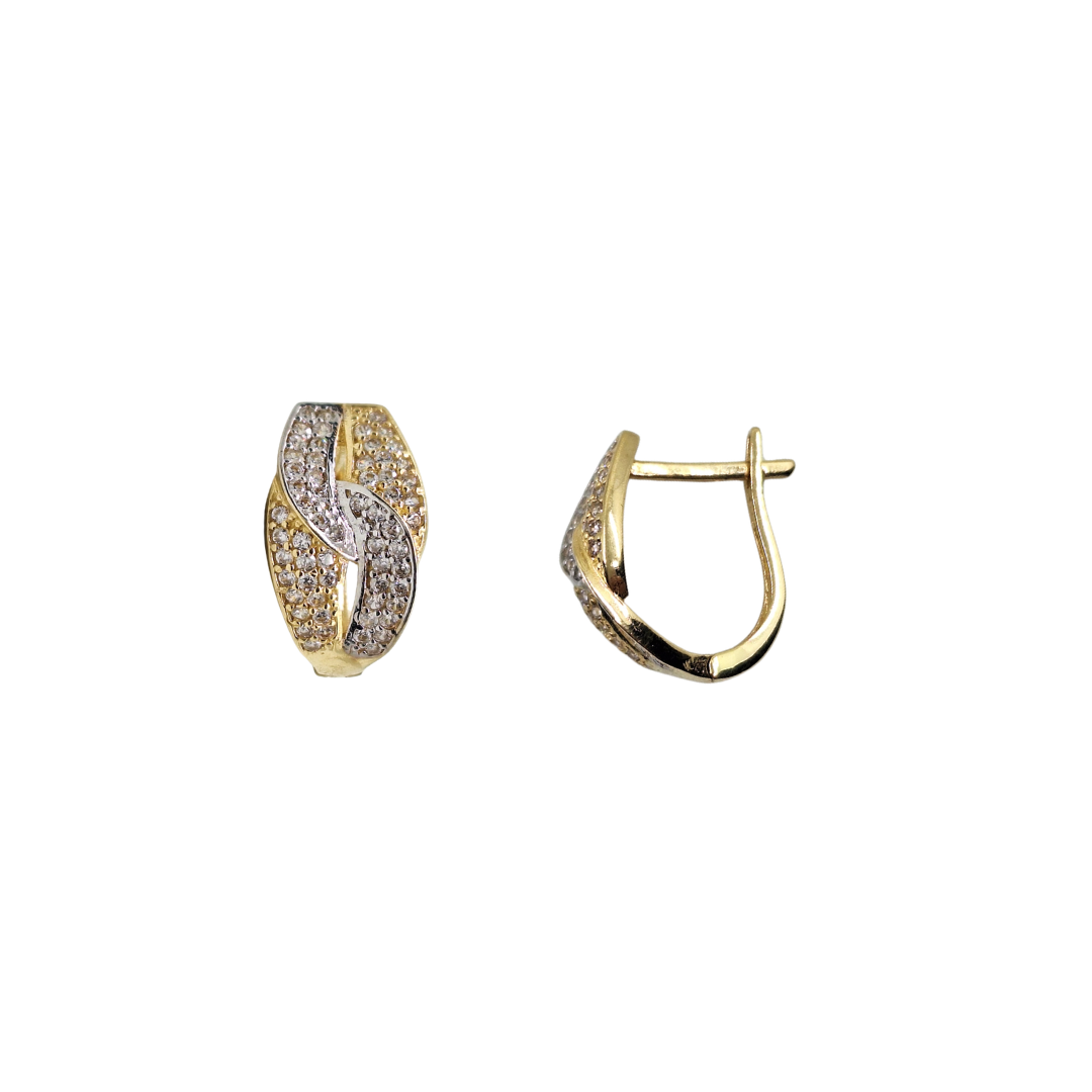 14ct 2 Colour Gold Cubic Zirconia Earrings