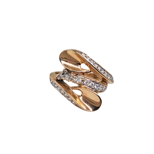 14ct Rose Gold Cubic Zirconia Crossover Ring