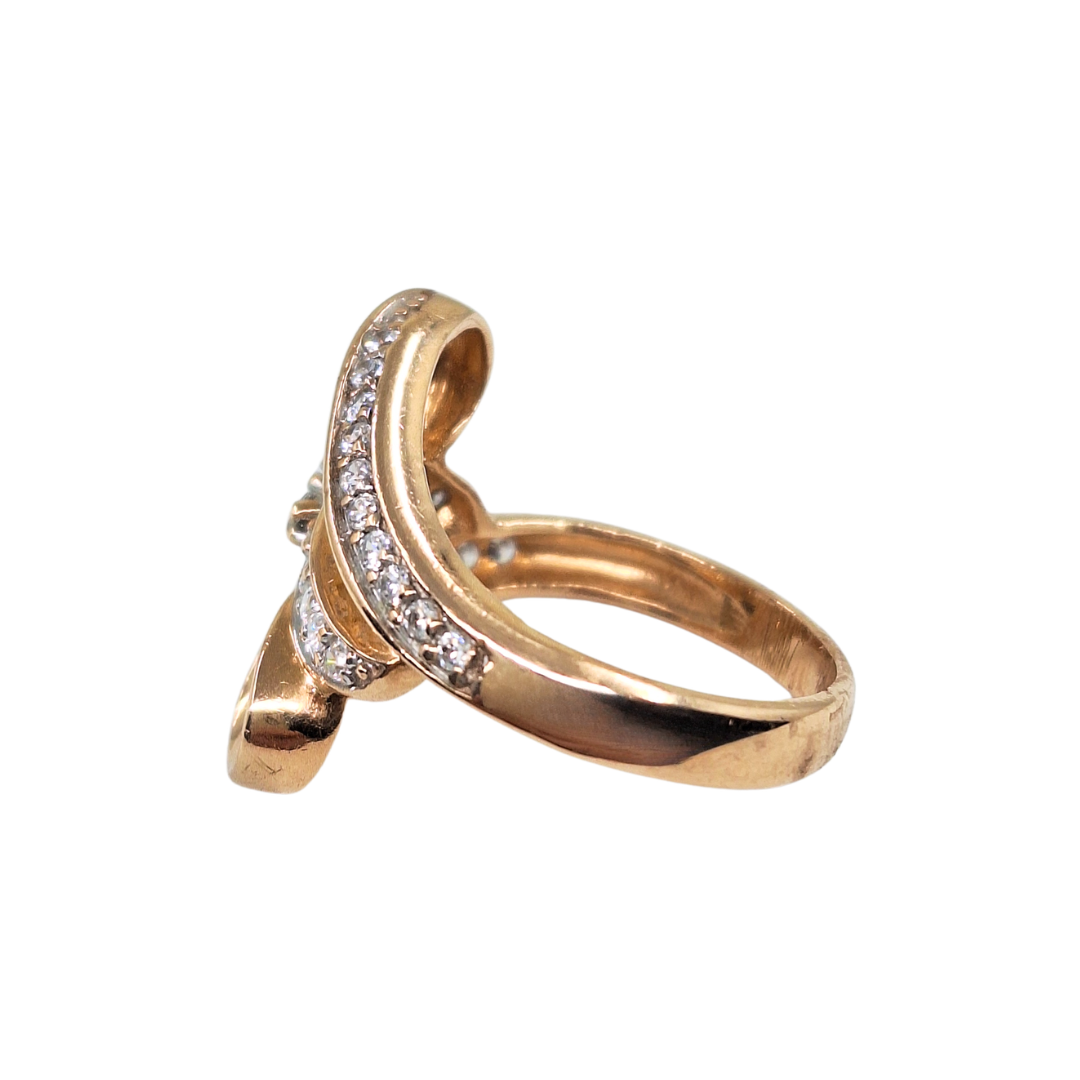 14ct Rose Gold Cubic Zirconia Crossover Ring