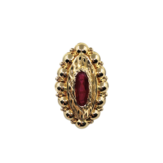 14ct Yellow Gold Red Cubic Zirconia Ring