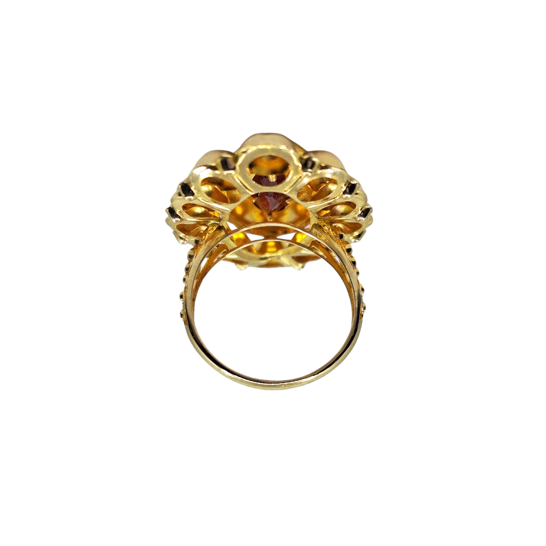 14ct Yellow Gold Red Cubic Zirconia Ring