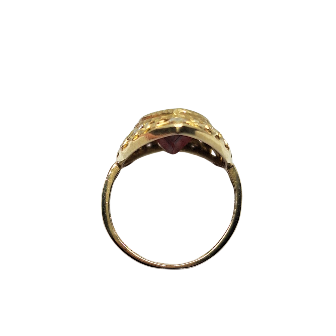 14ct Yellow & White Gold Red Stone Ring