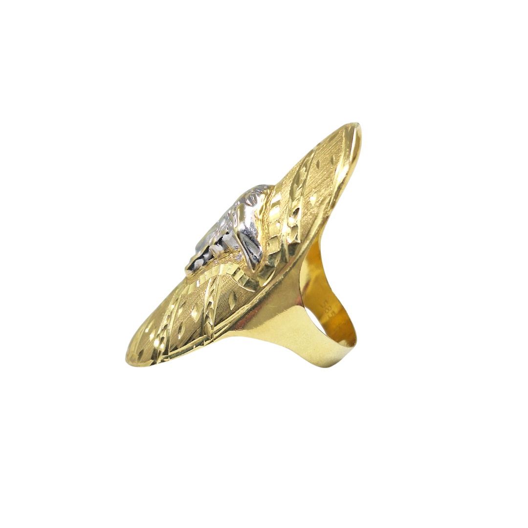 14ct Yellow & White Gold Versace Style Ring