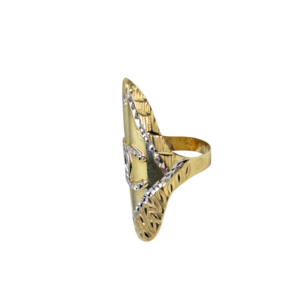 14ct Yellow & White Gold Chanel Style Ring