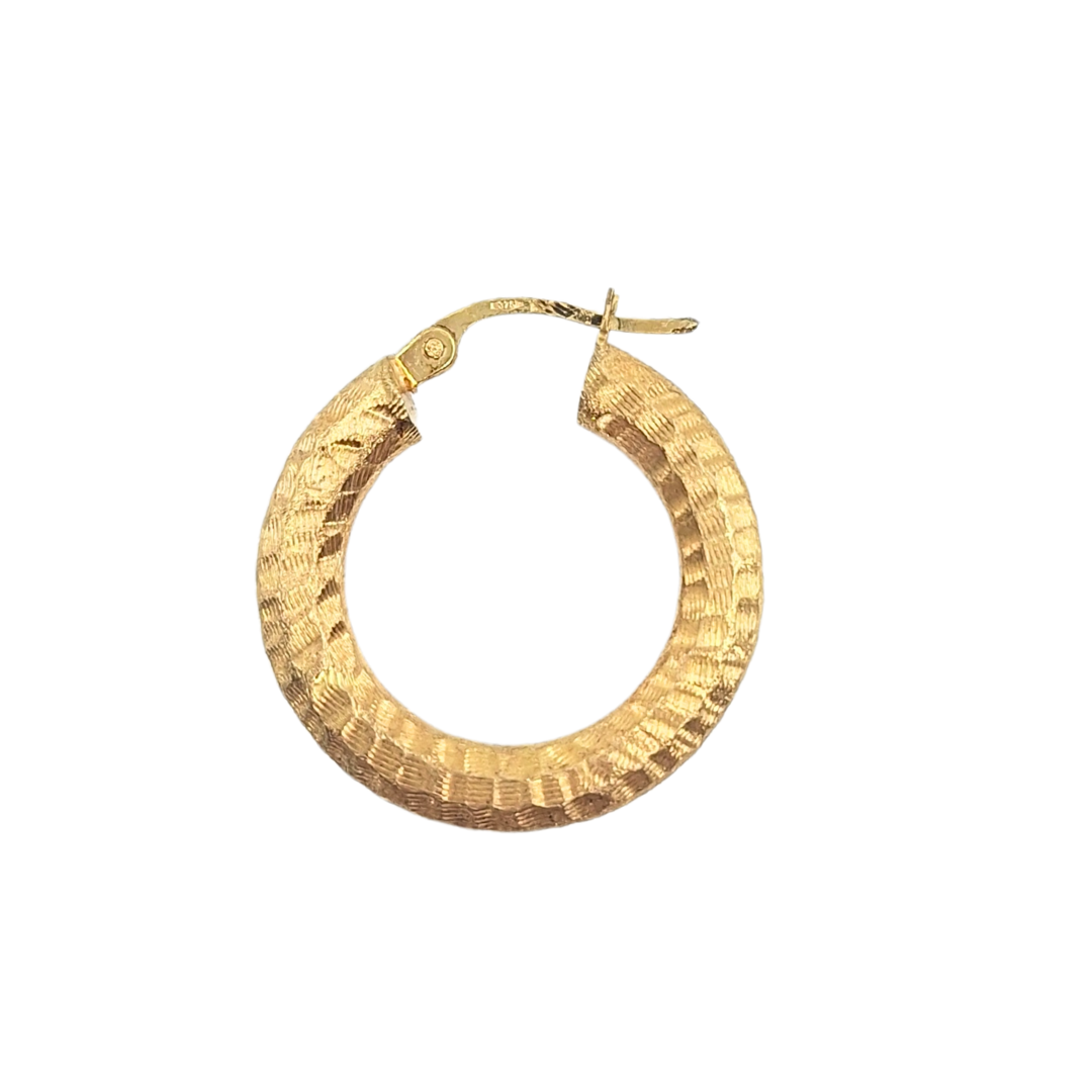 9ct Yellow Gold Patterned Hoop Earrings