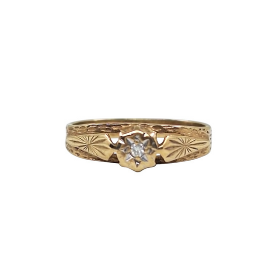 9ct Yellow Gold Illusion Set Diamond Solitaire Ring