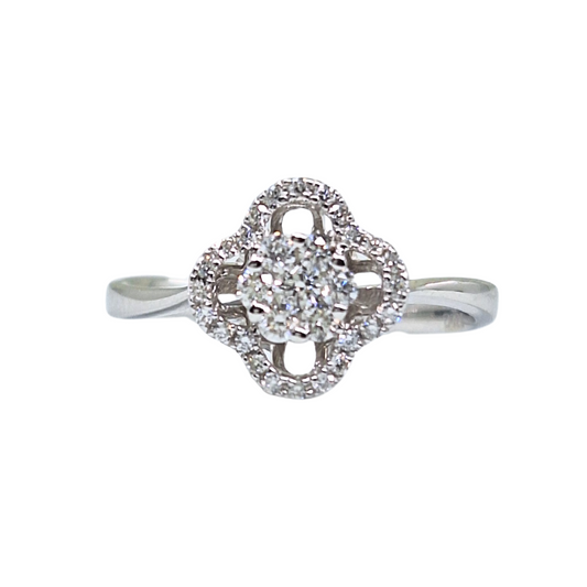 18ct White Gold Diamond Clover Cluster Ring 0.22ct