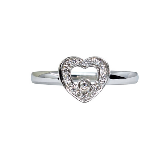 9ct White Gold Diamond Heart Cluster Ring