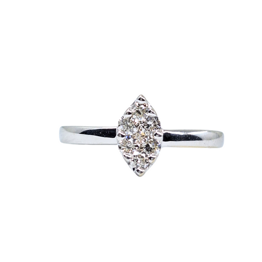 18ct White Gold Marquise Shape Diamond Cluster Ring