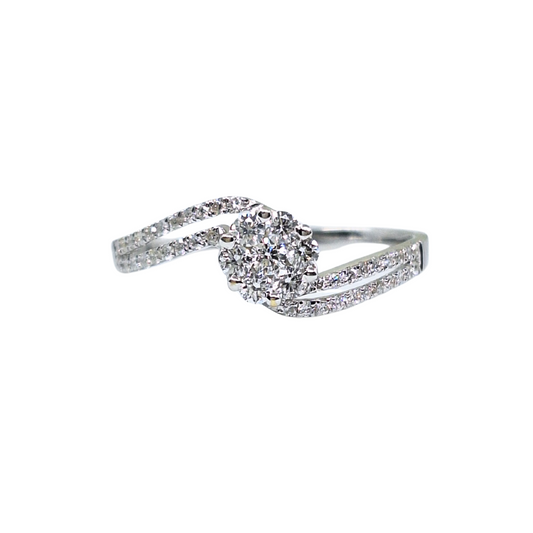 18ct White Gold Diamond Flower Cluster ring