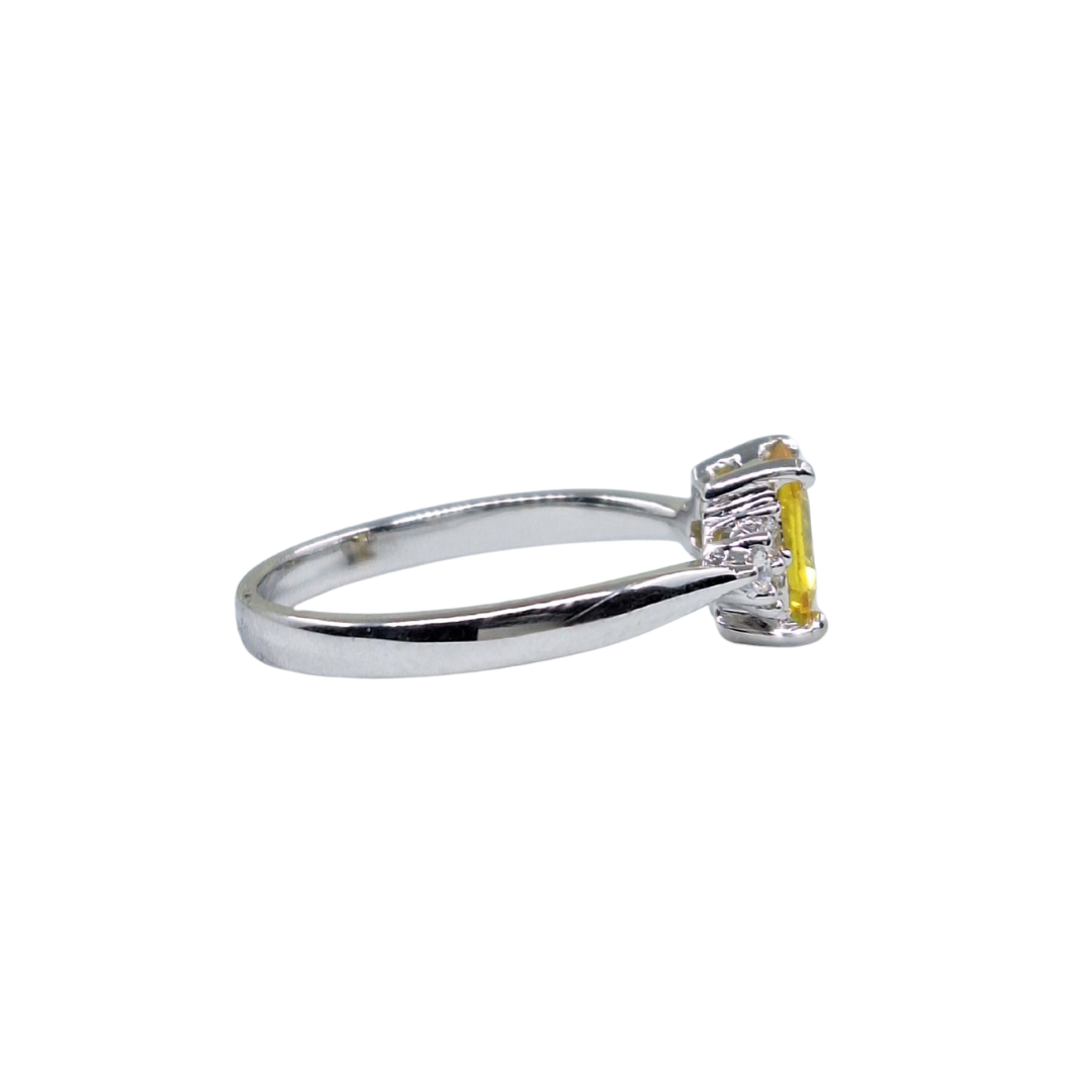 18ct White Gold Yellow Sapphire & Diamond Trefoil Ring