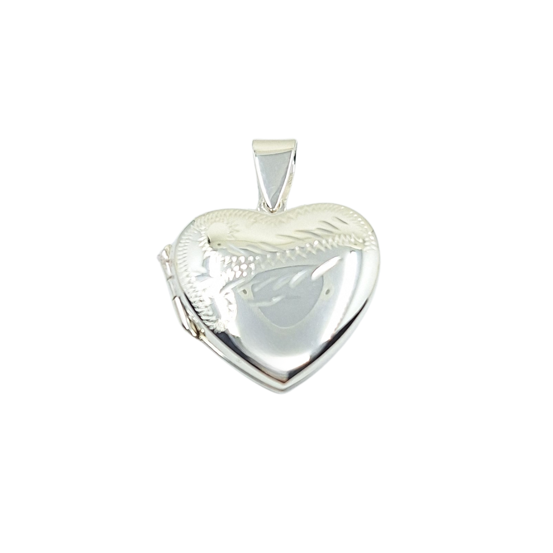 Silver Engraved Heart Locket