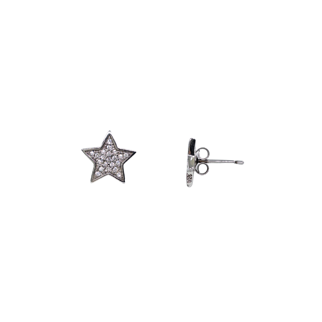 Silver Cubic Zirconia Star Stud Earrings