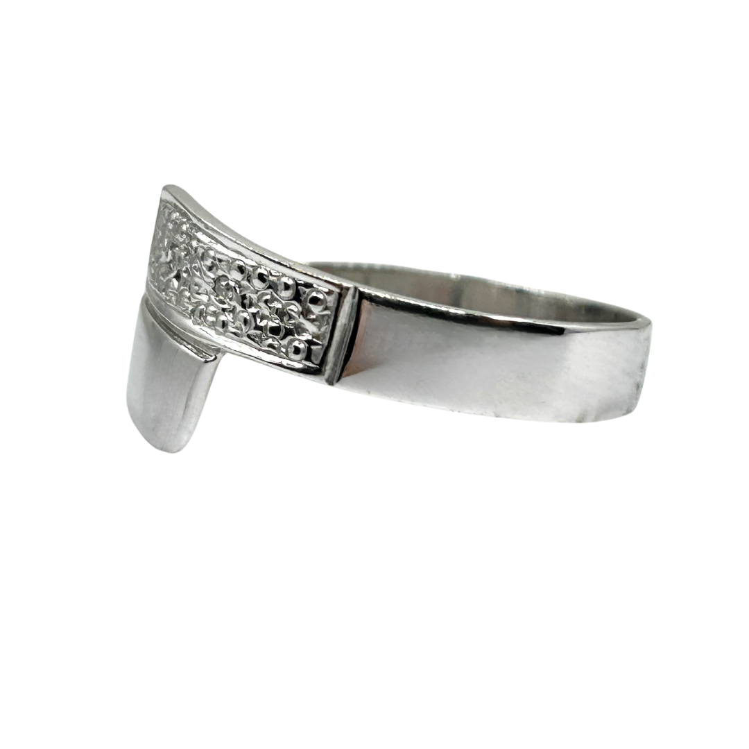 9ct White Gold Diamond Crossover Band Ring