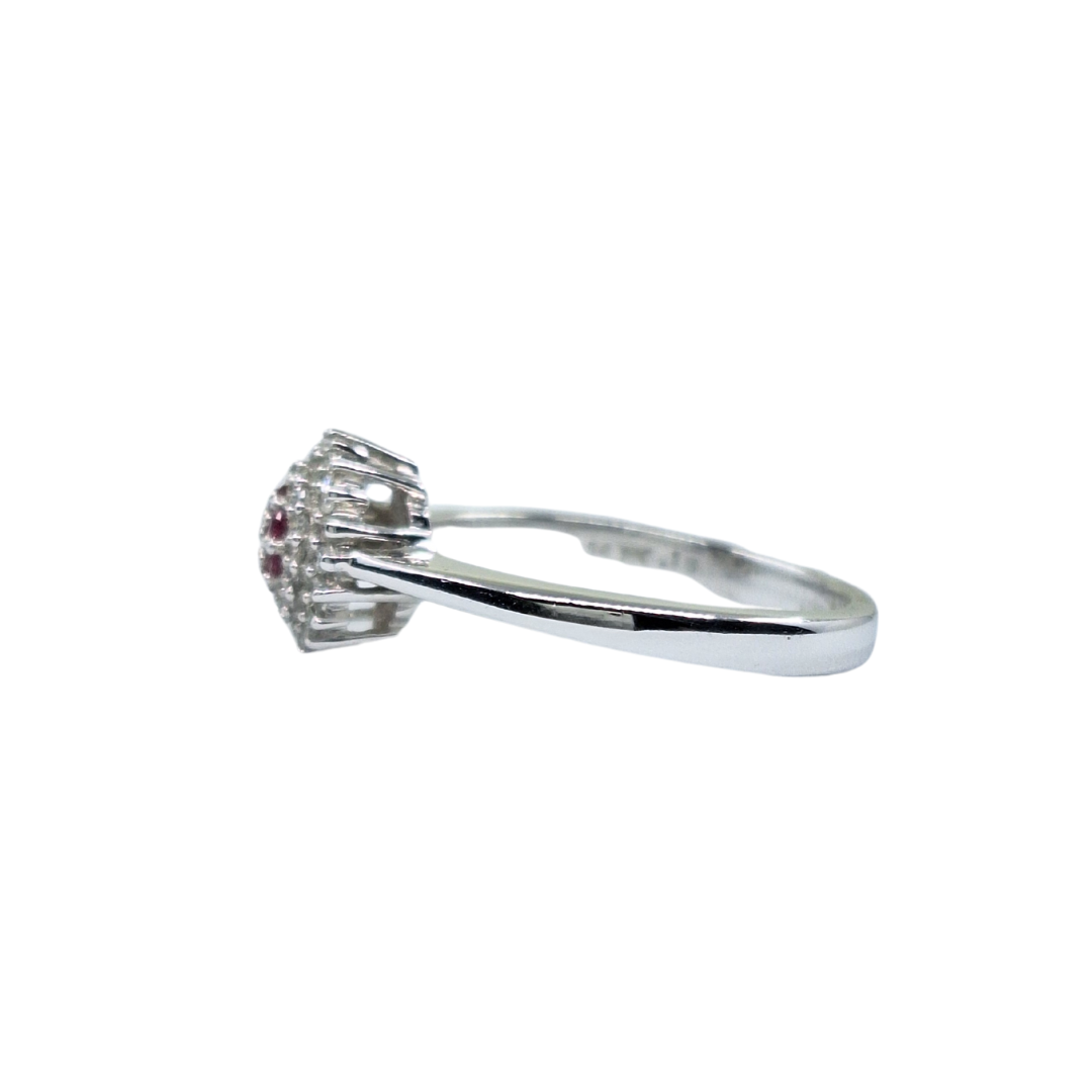 9ct White Gold Ruby & Diamond Cluster Ring