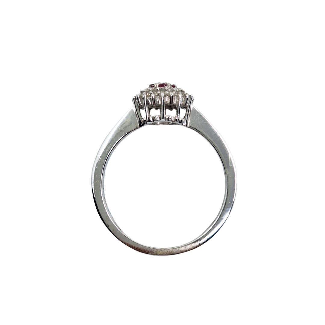 9ct White Gold Ruby & Diamond Cluster Ring