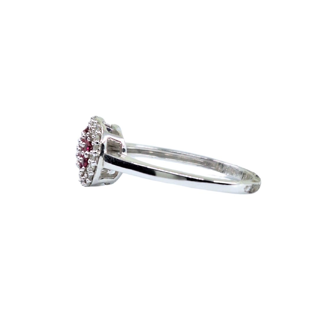 9ct White Gold Ruby & Diamond Cluster Ring