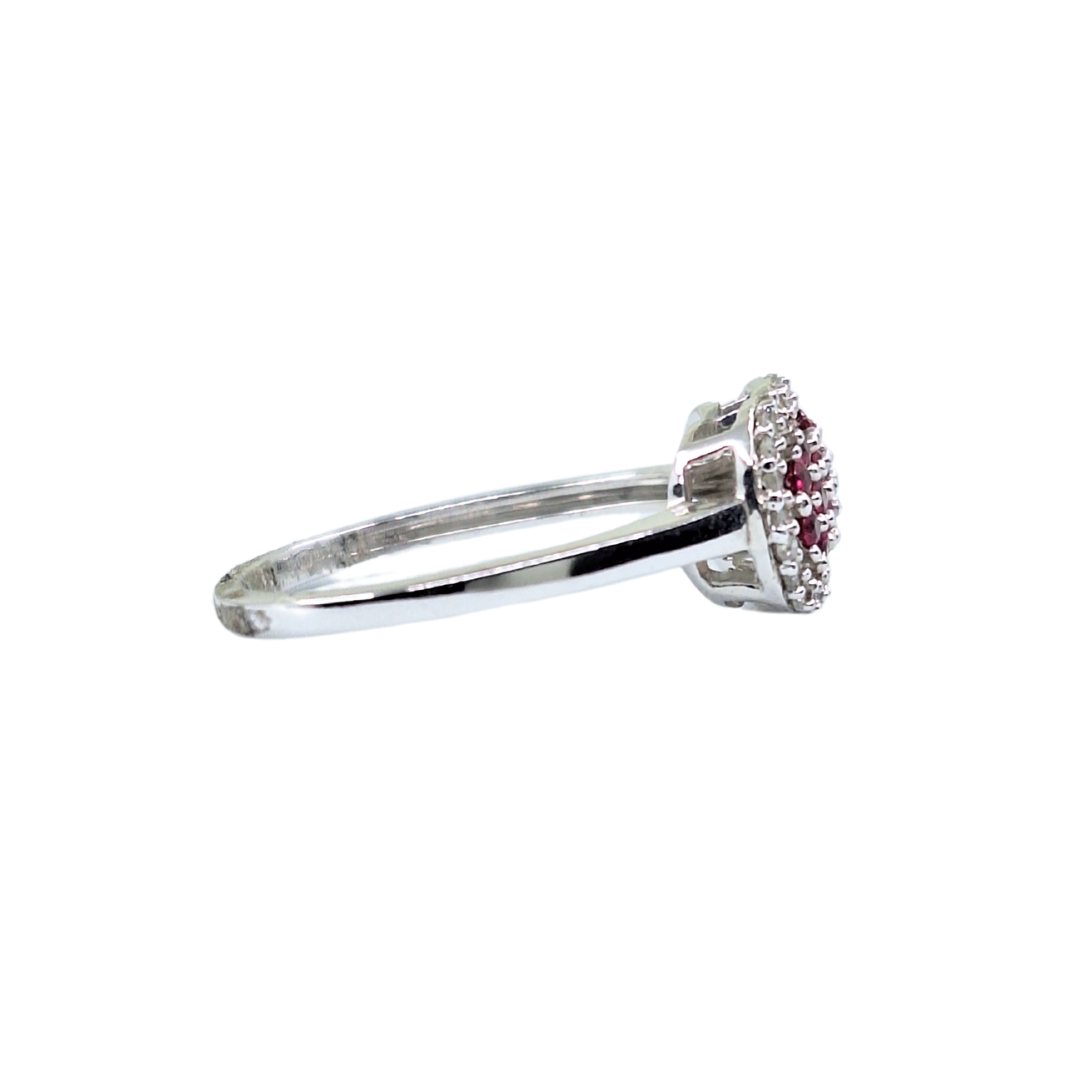 9ct White Gold Ruby & Diamond Cluster Ring