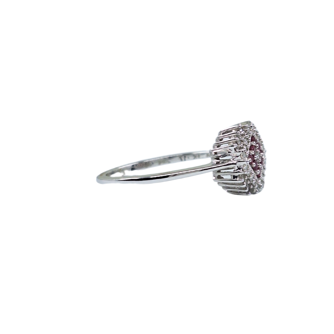 9ct White Gold Ruby & Diamond Cluster Ring