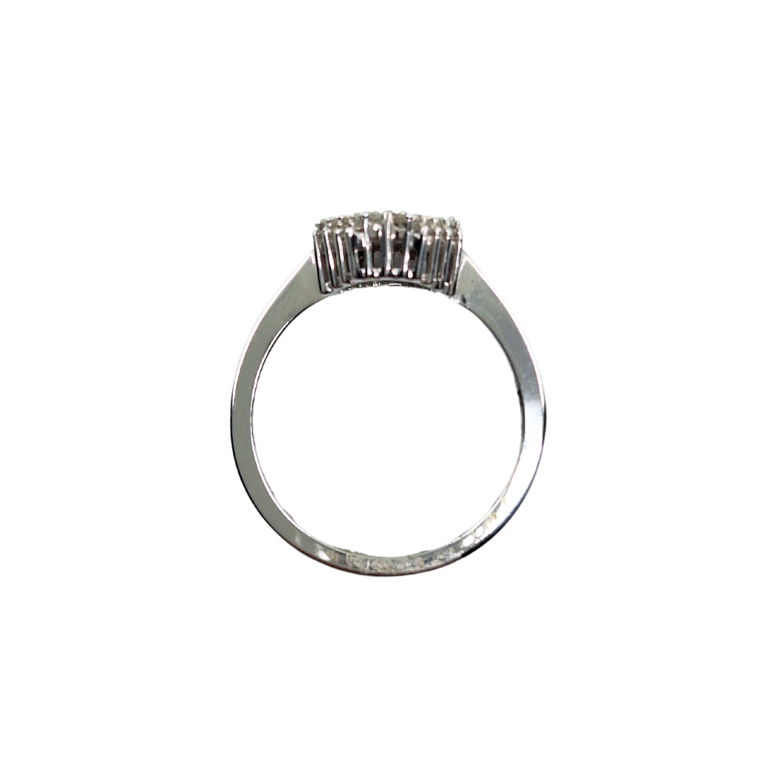9ct White Gold Ruby & Diamond Cluster Ring