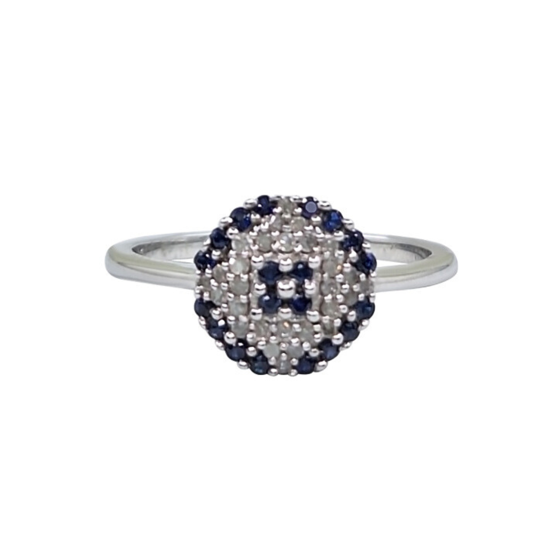 9ct White Gold Sapphire & diamond Cluster Ring