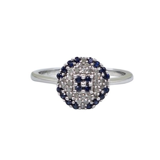 9ct White Gold Sapphire & diamond Cluster Ring